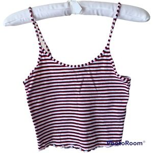 Forever 21 Striped Tank Crop Top Red White Black Size Small